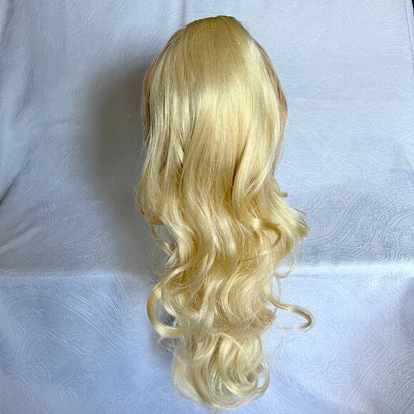 Long Bright Blonde Curly Clip On Ponytail Cosplay Costume Daily Wear - Picture 2 of 3